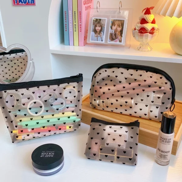 3640bdce665aba22cc869ae72b70ec8b Cute Heart Grenadine Cosmetic Bag 3pcs Set