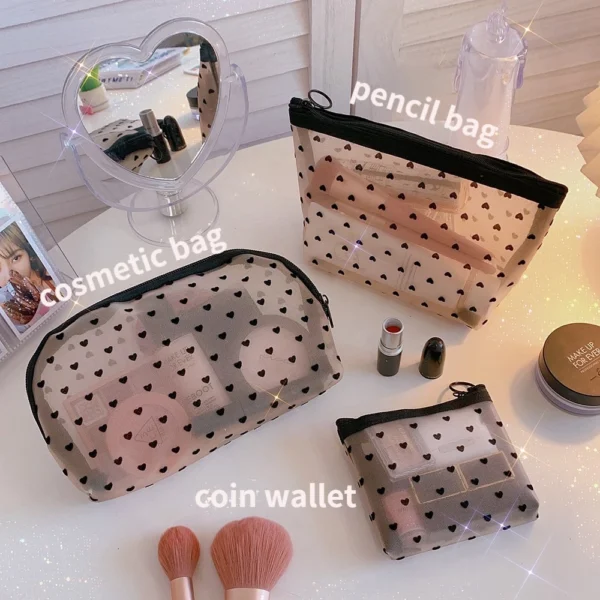 3661ec15dcb6ab7a8bf70a6494738c3f Cute Heart Grenadine Cosmetic Bag 3pcs Set