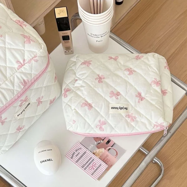 Bow Large Capacity Cosmetic Travel Bag Set