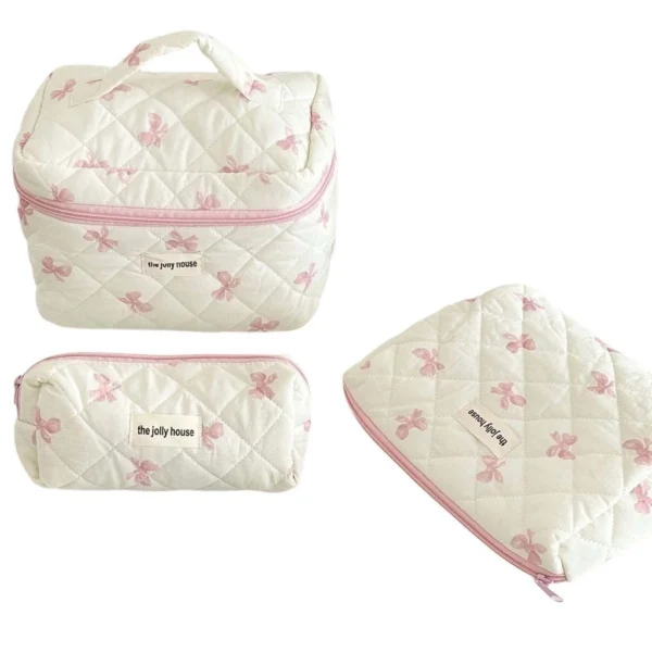 Bow Large Capacity Cosmetic Travel Bag Set
