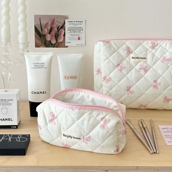 Bow Large Capacity Cosmetic Travel Bag Set